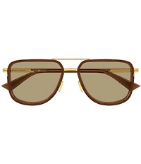 Bottega Veneta Unisex Ribbon Metal Combi 56mm Navigator Sunglasses