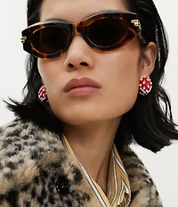 Bottega Veneta Women's Bold Ribbon 51mm Havana Oval Sunglasses