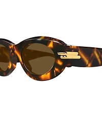 Bottega Veneta Women's Bold Ribbon 51mm Havana Oval Sunglasses