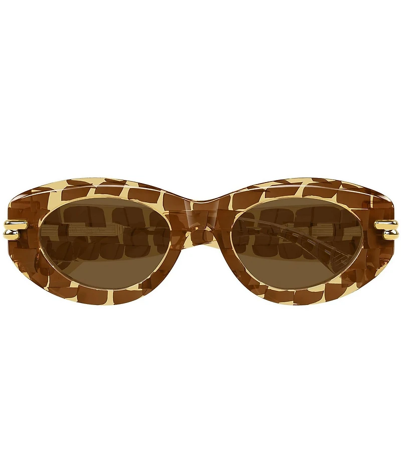 Bottega Veneta Women's Curvy Bold Ribbon 51mm Intrecciato Pattern Oval Sunglasses