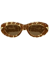 Bottega Veneta Women's Curvy Bold Ribbon 51mm Intrecciato Pattern Oval Sunglasses