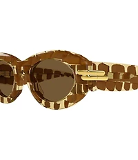 Bottega Veneta Women's Curvy Bold Ribbon 51mm Intrecciato Pattern Oval Sunglasses