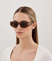 Bottega Veneta Women's Curvy Bold Ribbon 51mm Intrecciato Pattern Oval Sunglasses
