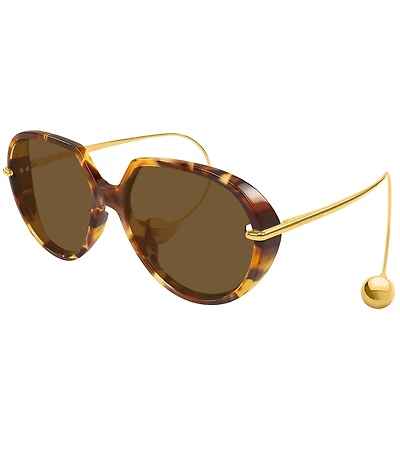 Bottega Veneta Women's Drop 60mm Spotted Havana Round Sunglasses