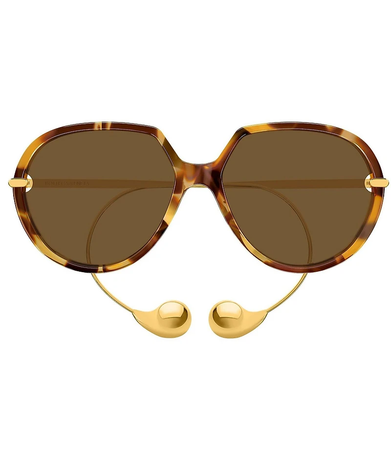 Bottega Veneta Women's Drop 60mm Spotted Havana Round Sunglasses