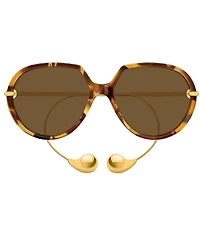 Bottega Veneta Women's Drop 60mm Spotted Havana Round Sunglasses