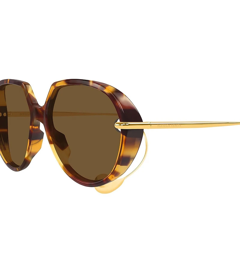 Bottega Veneta Women's Drop 60mm Spotted Havana Round Sunglasses