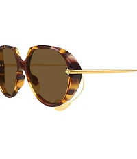 Bottega Veneta Women's Drop 60mm Spotted Havana Round Sunglasses