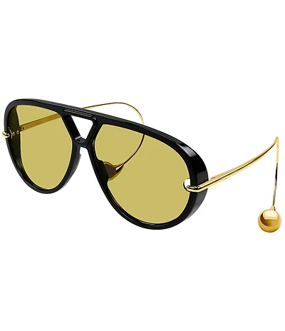 Women's Gold Abstract Detailing Drop 63mm Shield Sunglasses