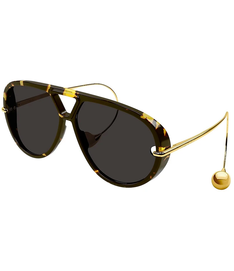 Women's Gold Abstract Detailing Drop 63mm Shield Sunglasses