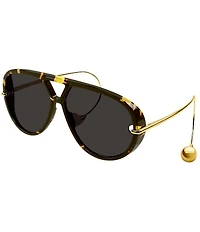 Women's Gold Abstract Detailing Drop 63mm Shield Sunglasses