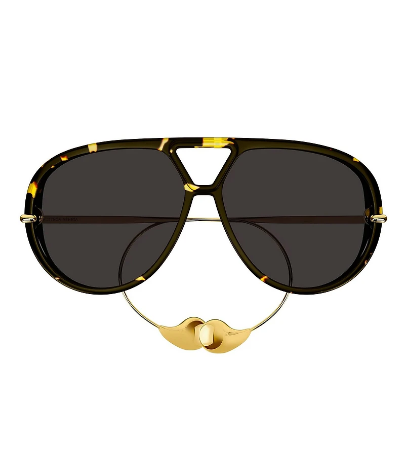 Women's Gold Abstract Detailing Drop 63mm Shield Sunglasses