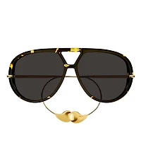 Women's Gold Abstract Detailing Drop 63mm Shield Sunglasses