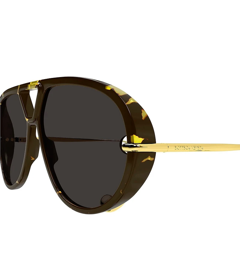 Women's Gold Abstract Detailing Drop 63mm Shield Sunglasses