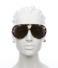 Women's Gold Abstract Detailing Drop 63mm Shield Sunglasses
