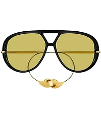 Bottega Veneta Women's Gold Abstract Detailing Drop 63mm Shield Sunglasses