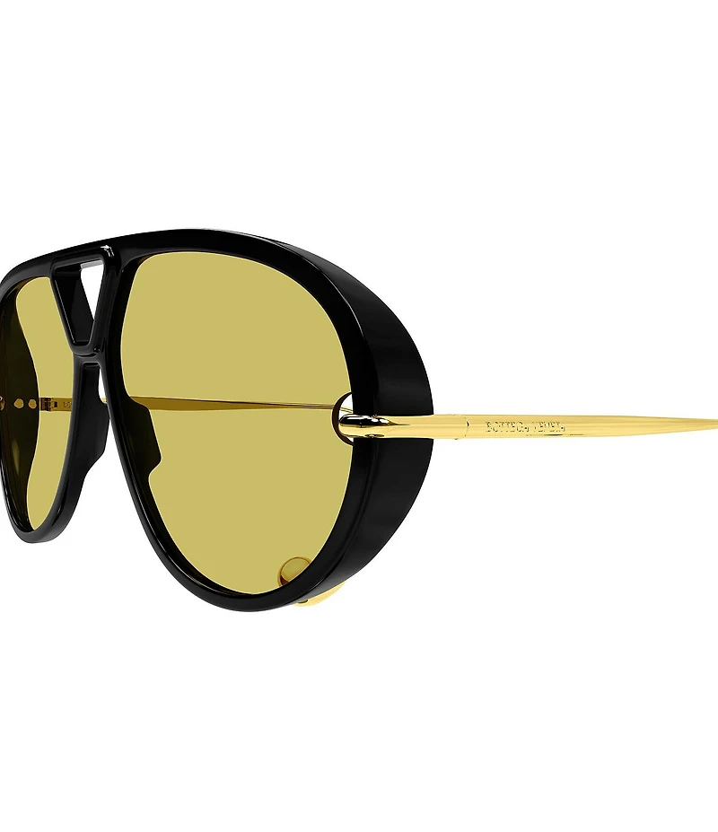 Bottega Veneta Women's Gold Abstract Detailing Drop 63mm Shield Sunglasses