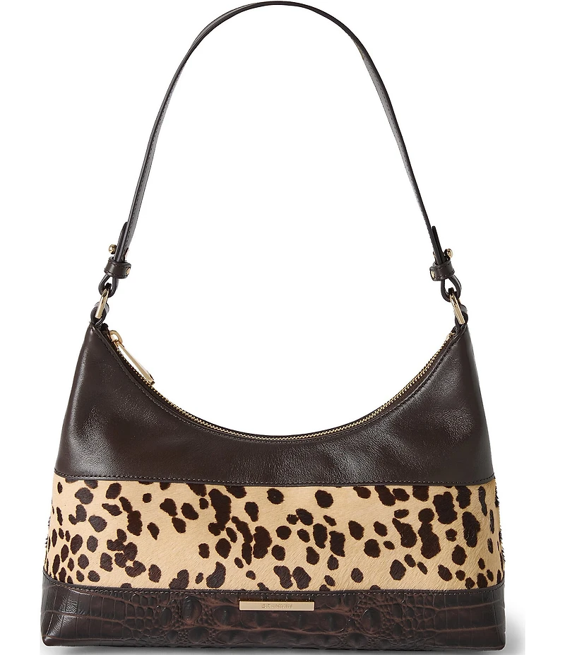 BRAHIMIN Olivia Espresso Natrona Collection Animal Print Shoulder Bag