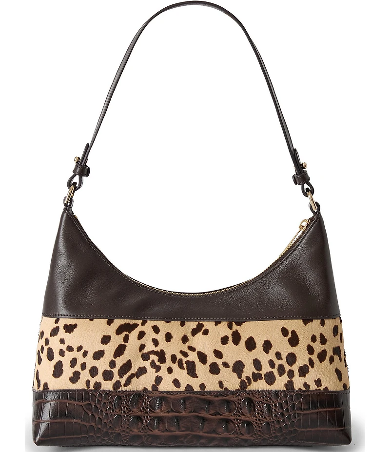 BRAHIMIN Olivia Espresso Natrona Collection Animal Print Shoulder Bag