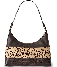 BRAHIMIN Olivia Espresso Natrona Collection Animal Print Shoulder Bag