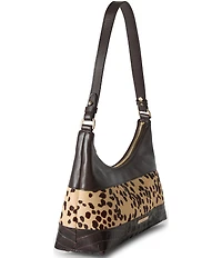BRAHIMIN Olivia Espresso Natrona Collection Animal Print Shoulder Bag
