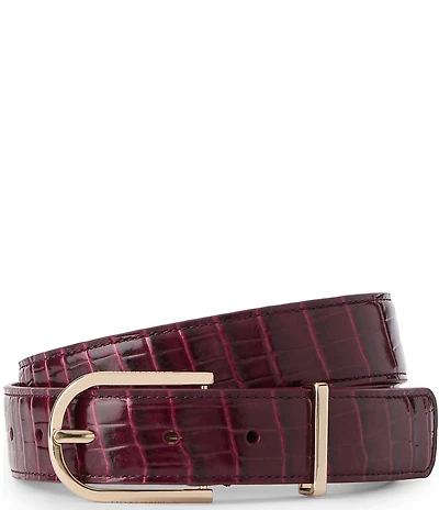 BRAHMIN 1.25#double; Classic Croc Embossed Leather Belt