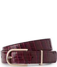 BRAHMIN 1.25#double; Classic Croc Embossed Leather Belt