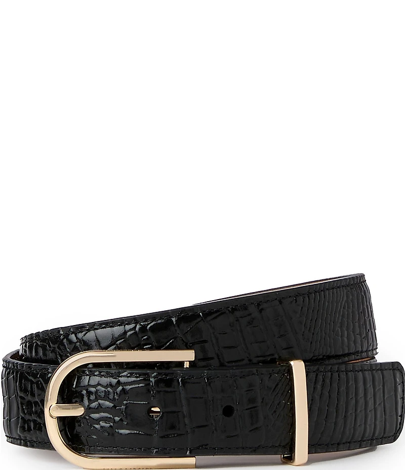 BRAHMIN 1.25#double; Classic Croc Embossed Leather Belt