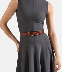 BRAHMIN 1.25#double; Classic Croc Embossed Leather Belt