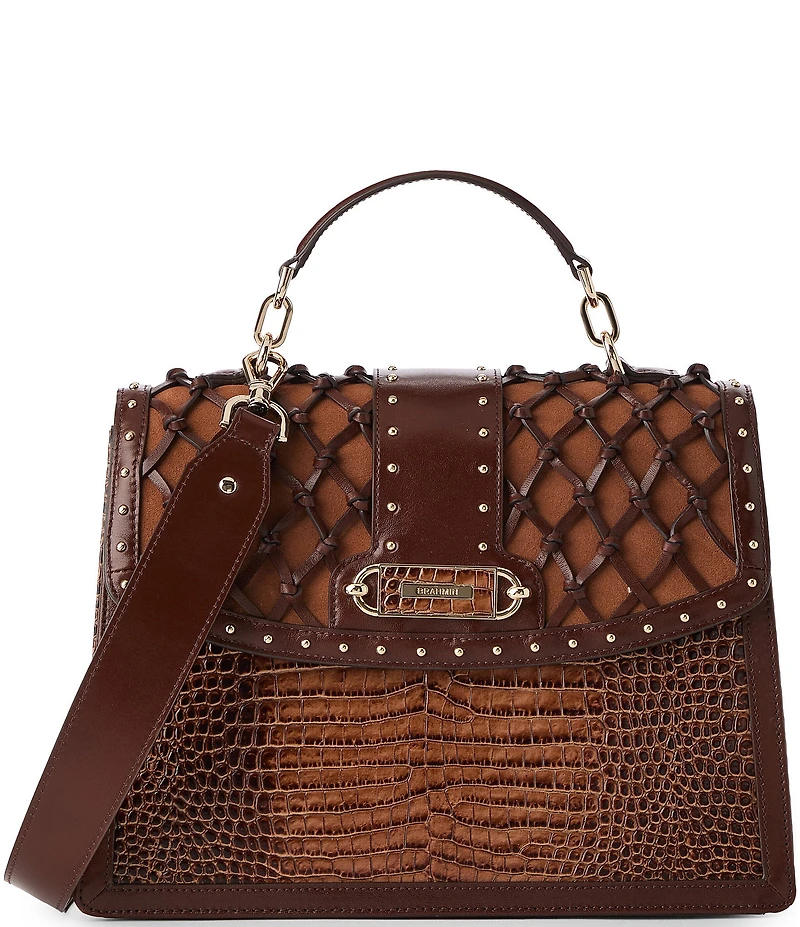 BRAHMIN Aberdeen Collection Tan Hallie Top Handle Satchel Bag