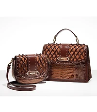 BRAHMIN Aberdeen Collection Tan Hallie Top Handle Satchel Bag