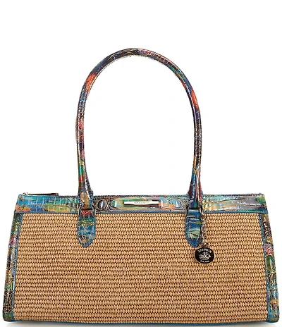 BRAHMIN Abloom Collection Sophia East West Raffia Satchel Bag