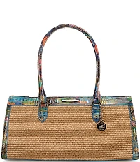 BRAHMIN Abloom Collection Sophia East West Raffia Satchel Bag