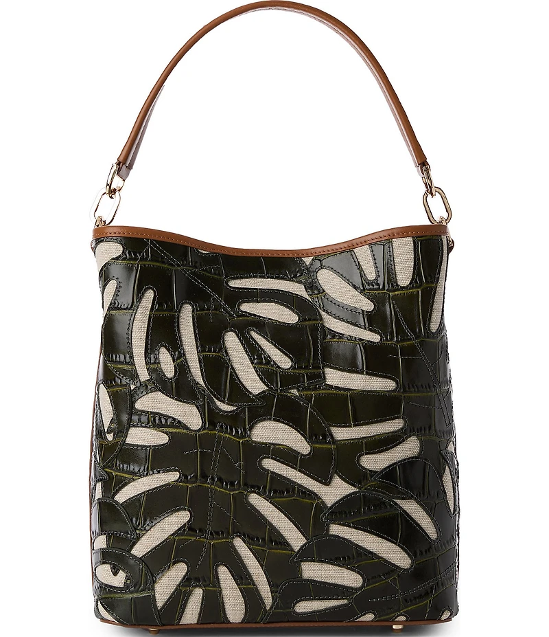 BRAHMIN Abrigado Collection Cacti Green Celina Bucket Shoulder Bag