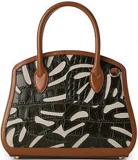 BRAHMIN Abrigado Collection Cacti Green Rosetta Contrast Trim Satchel Bag