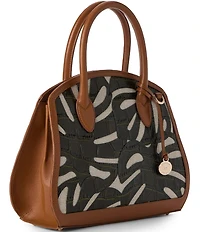 BRAHMIN Abrigado Collection Cacti Green Rosetta Contrast Trim Satchel Bag