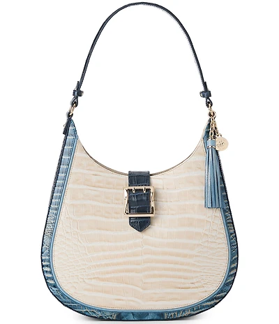 BRAHMIN Acoustic Collection Mindful Grey Fallon Hobo Shoulder Bag