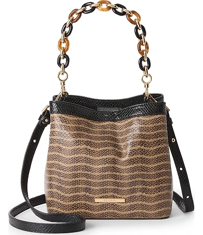 BRAHMIN Amelia Anise Collection Multi Snake Print Mod Mini Resin Chain Handle Bucket Bag
