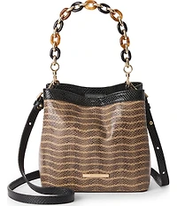 BRAHMIN Amelia Anise Collection Multi Snake Print Mod Mini Resin Chain Handle Bucket Bag