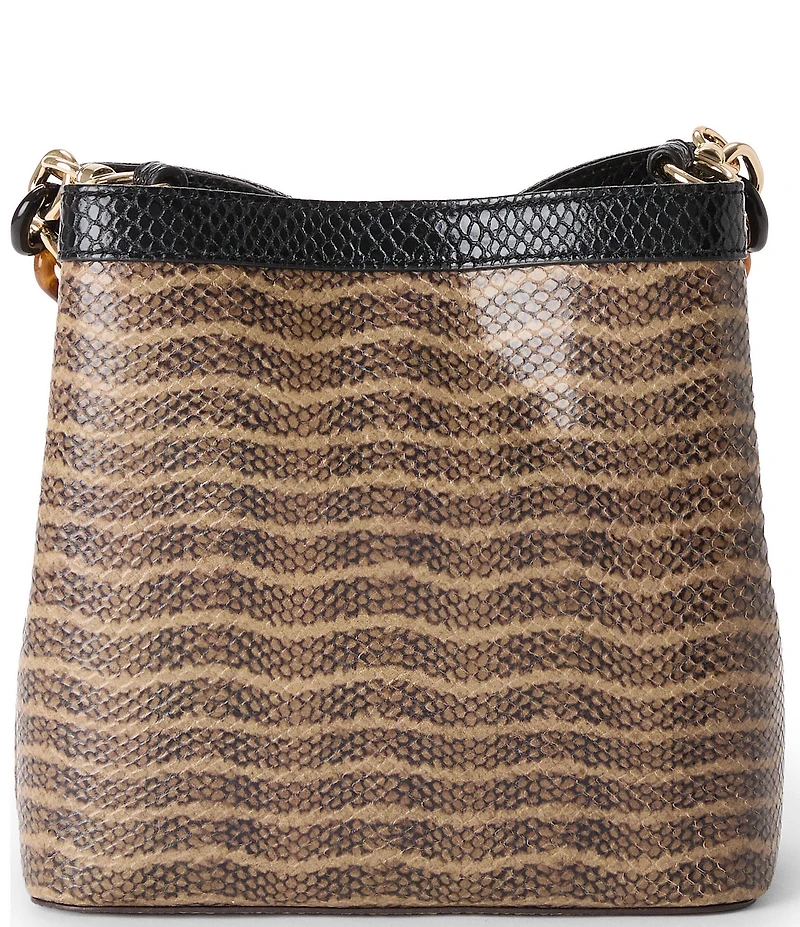 BRAHMIN Amelia Anise Collection Multi Snake Print Mod Mini Resin Chain Handle Bucket Bag