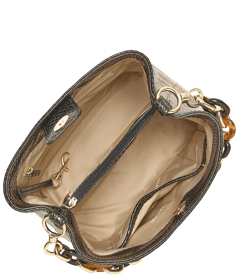 BRAHMIN Amelia Anise Collection Multi Snake Print Mod Mini Resin Chain Handle Bucket Bag