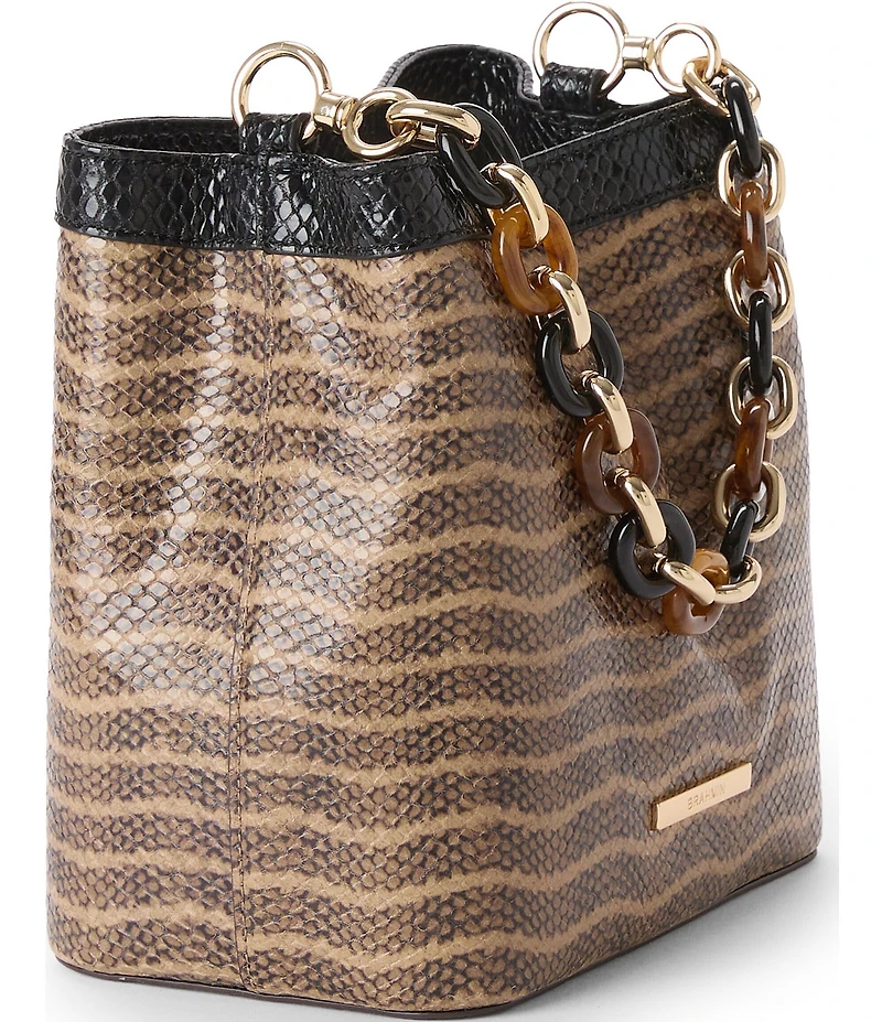 BRAHMIN Amelia Anise Collection Multi Snake Print Mod Mini Resin Chain Handle Bucket Bag