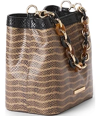 BRAHMIN Amelia Anise Collection Multi Snake Print Mod Mini Resin Chain Handle Bucket Bag