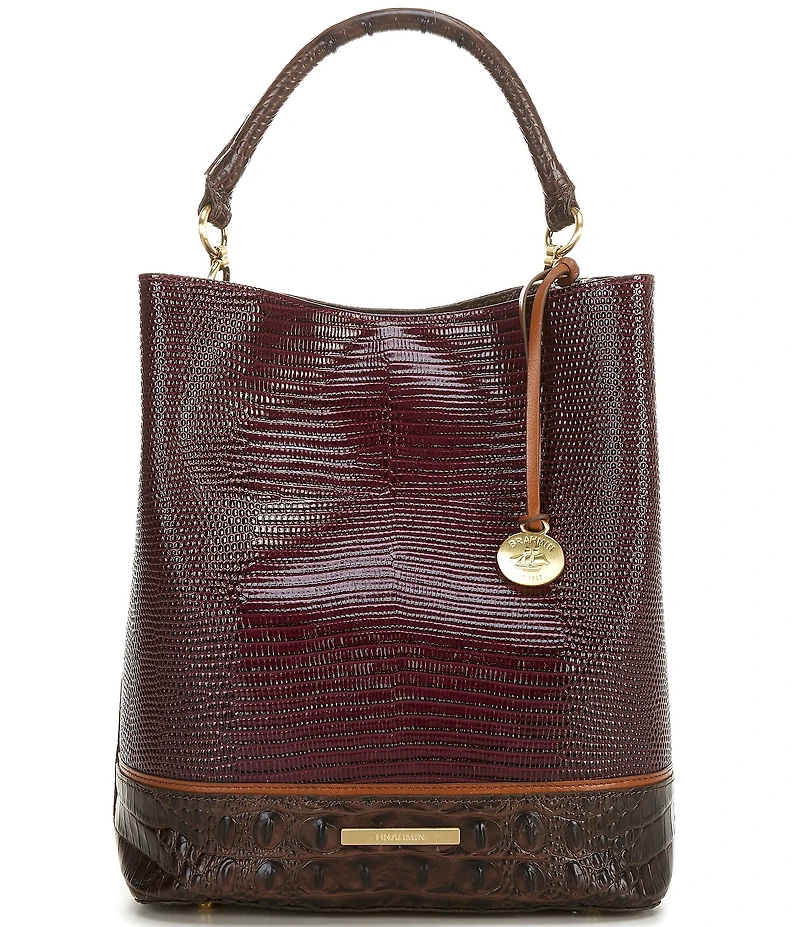 BRAHMIN Amelia Lizard-Embossed Bucket Bag