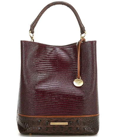 BRAHMIN Amelia Lizard-Embossed Bucket Bag