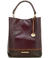 BRAHMIN Amelia Lizard-Embossed Bucket Bag