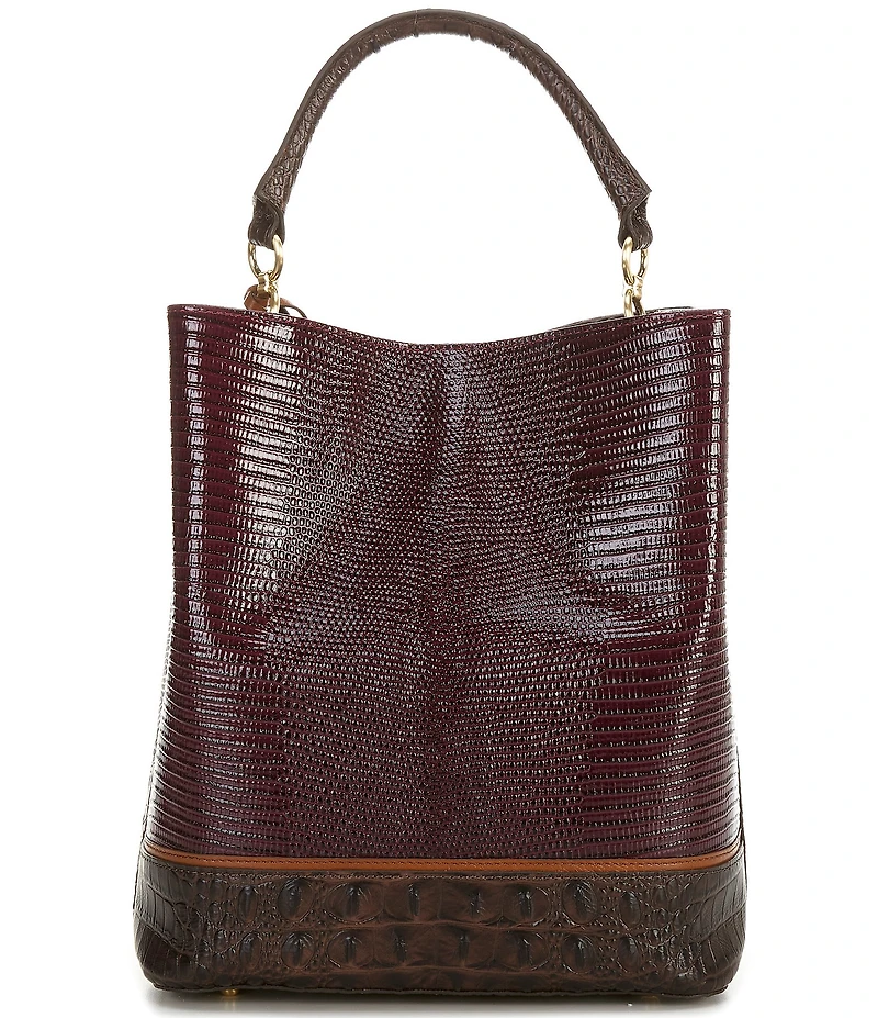 BRAHMIN Amelia Lizard-Embossed Bucket Bag