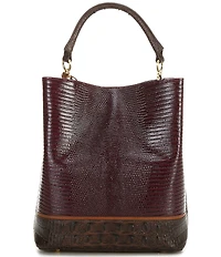 BRAHMIN Amelia Lizard-Embossed Bucket Bag