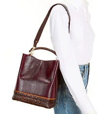 BRAHMIN Amelia Lizard-Embossed Bucket Bag