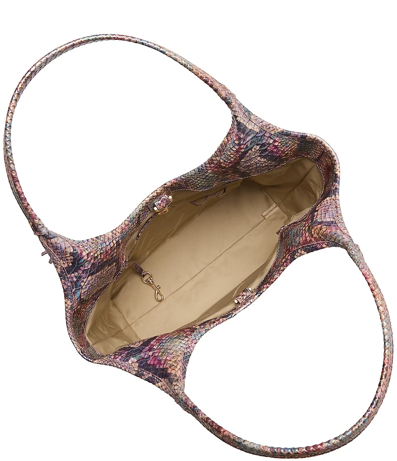 BRAHMIN Ametrine Collection Snakeskin Dewberry Melora Tote Bag